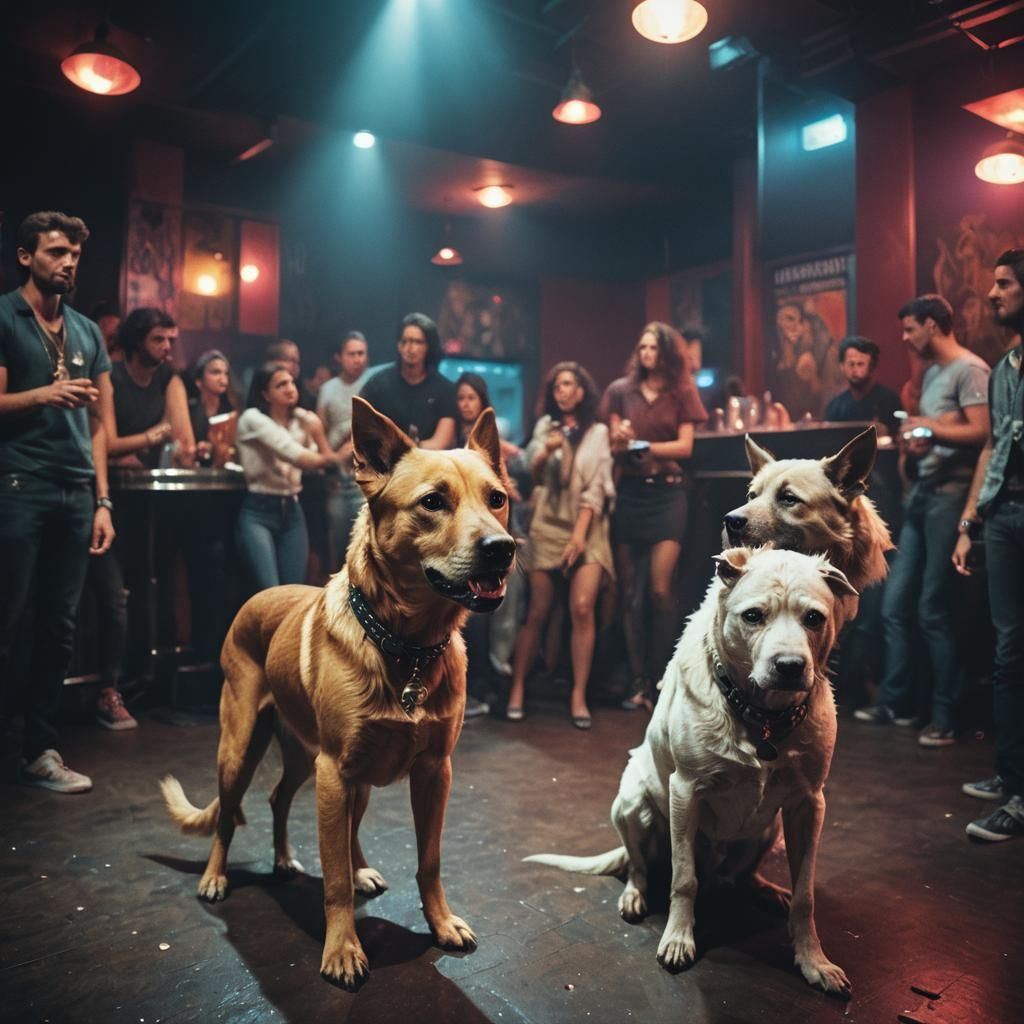 Dogs in a Nightclub: Cinematic Film Still