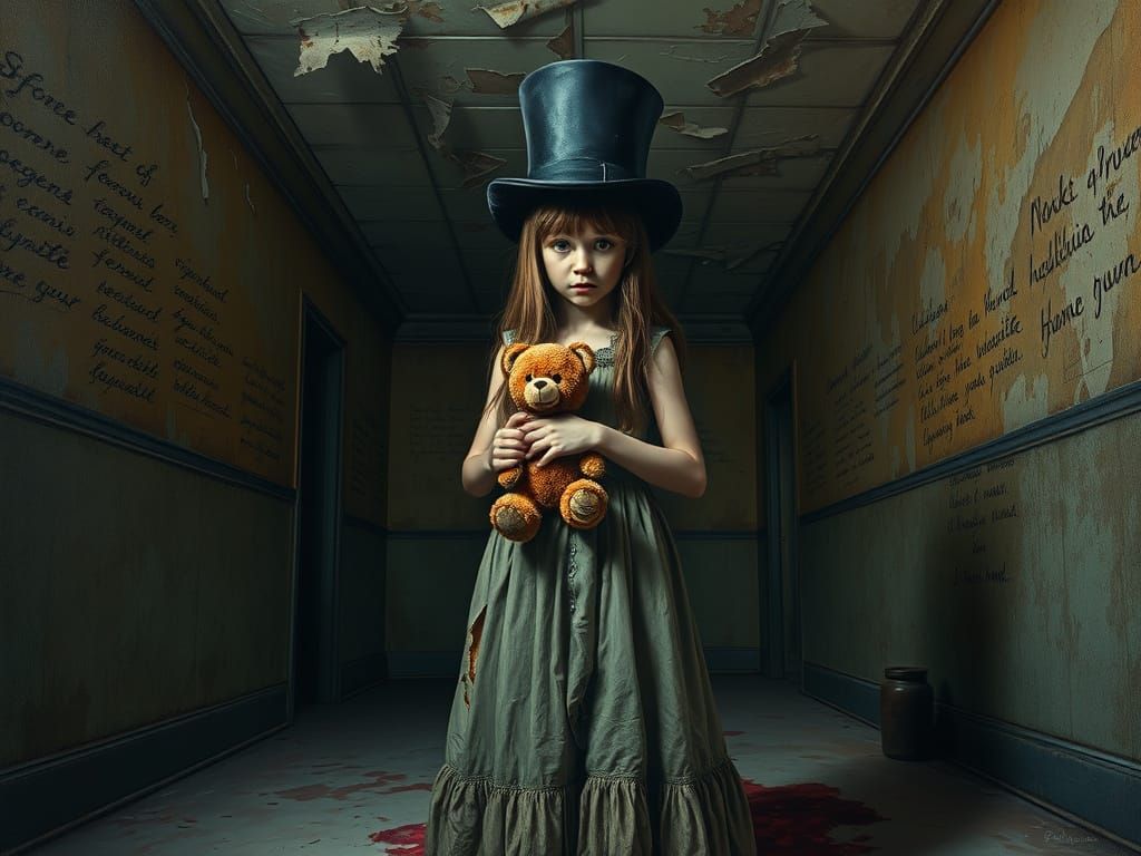 Haunted Asylum: Young Lady with Creepy Teddy Bear