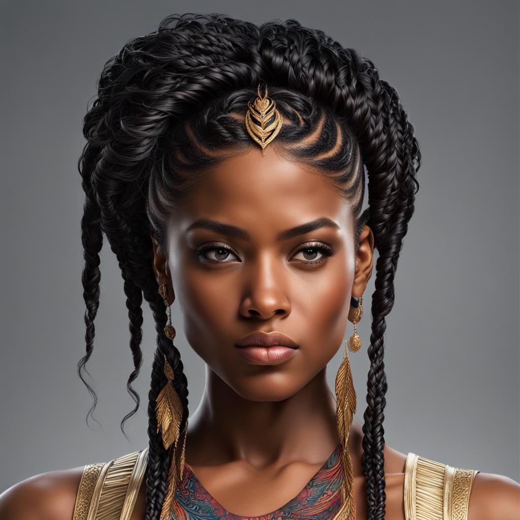 African American Princess Portrait in Hyperdetailed Matte Ph...