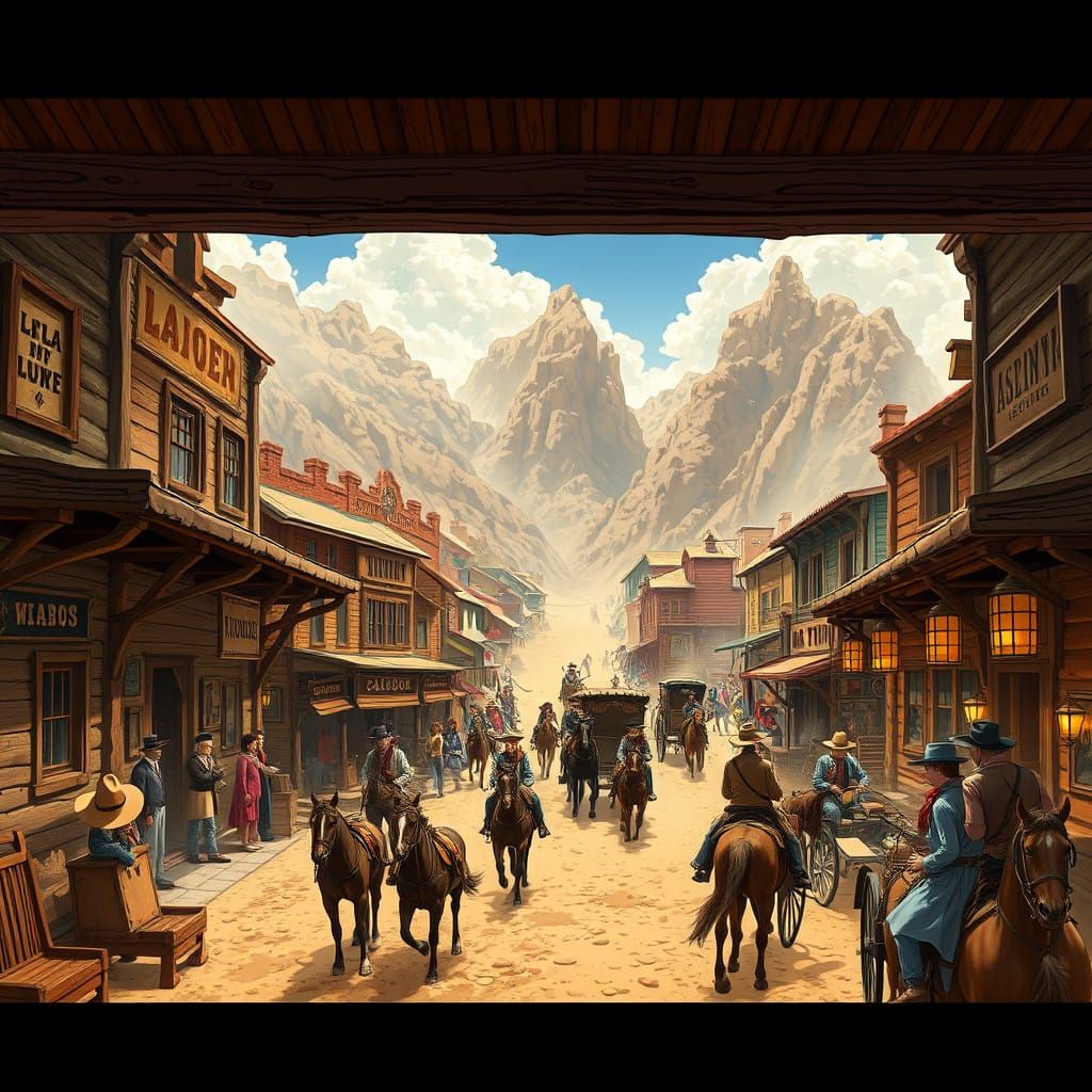 Vibrant Western Frontier in Anime-Inspired Style