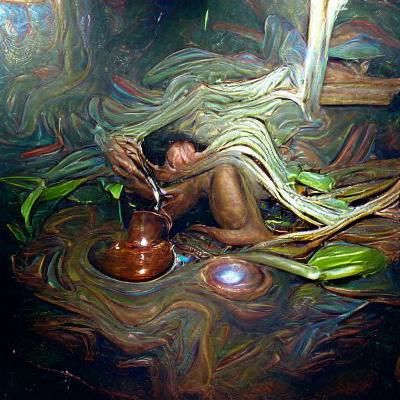 Ayahuasca Vision in Oil Painting Style