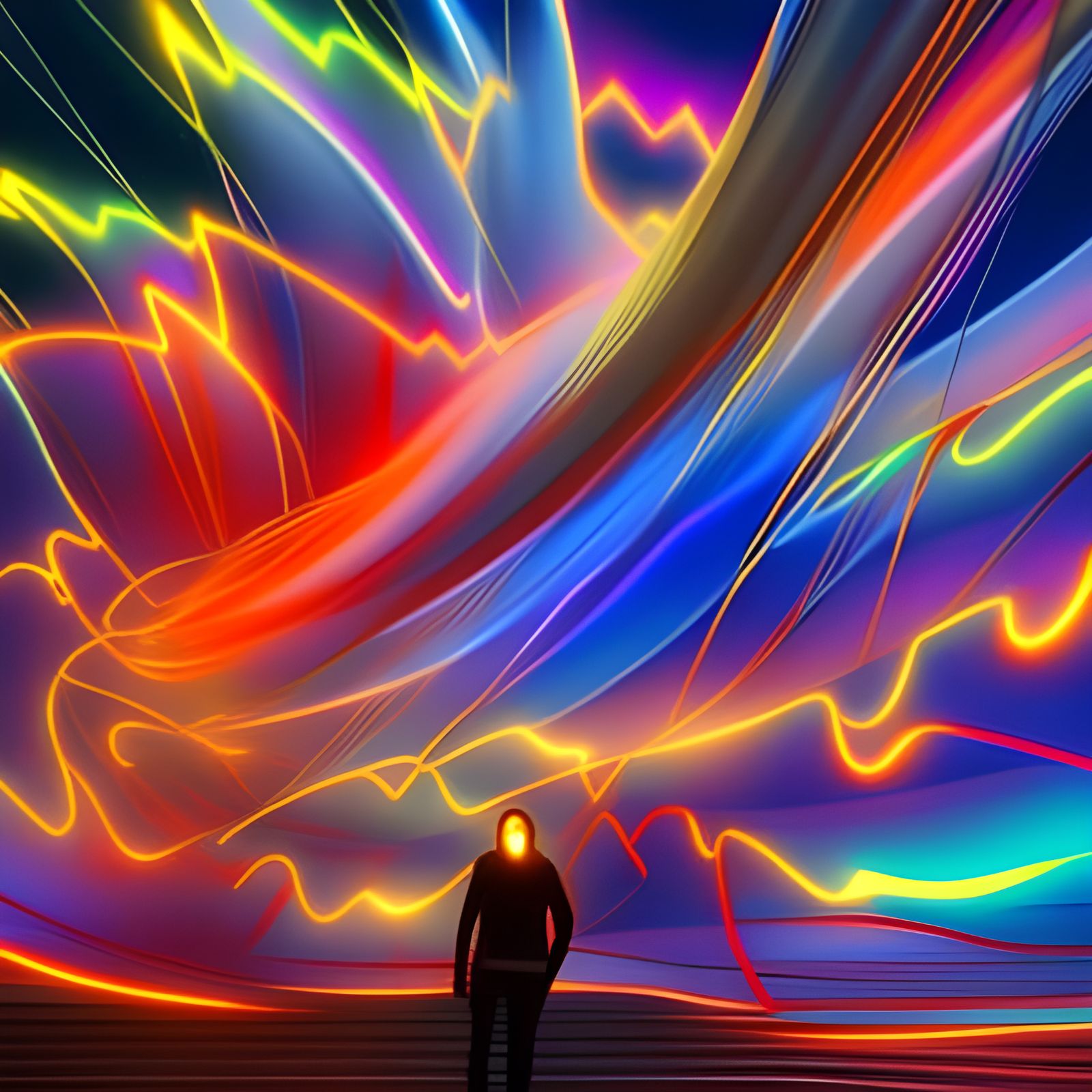 Tornado Aurora Borealis with Lightning, Van Gogh Style