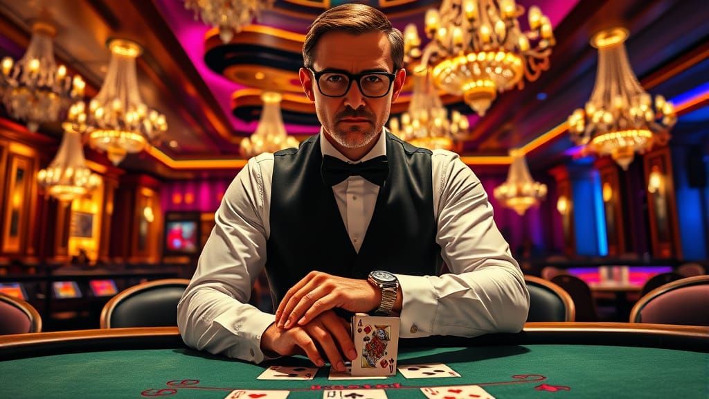 Luxurious Casino Poker Table Scene in Hyperrealistic Style