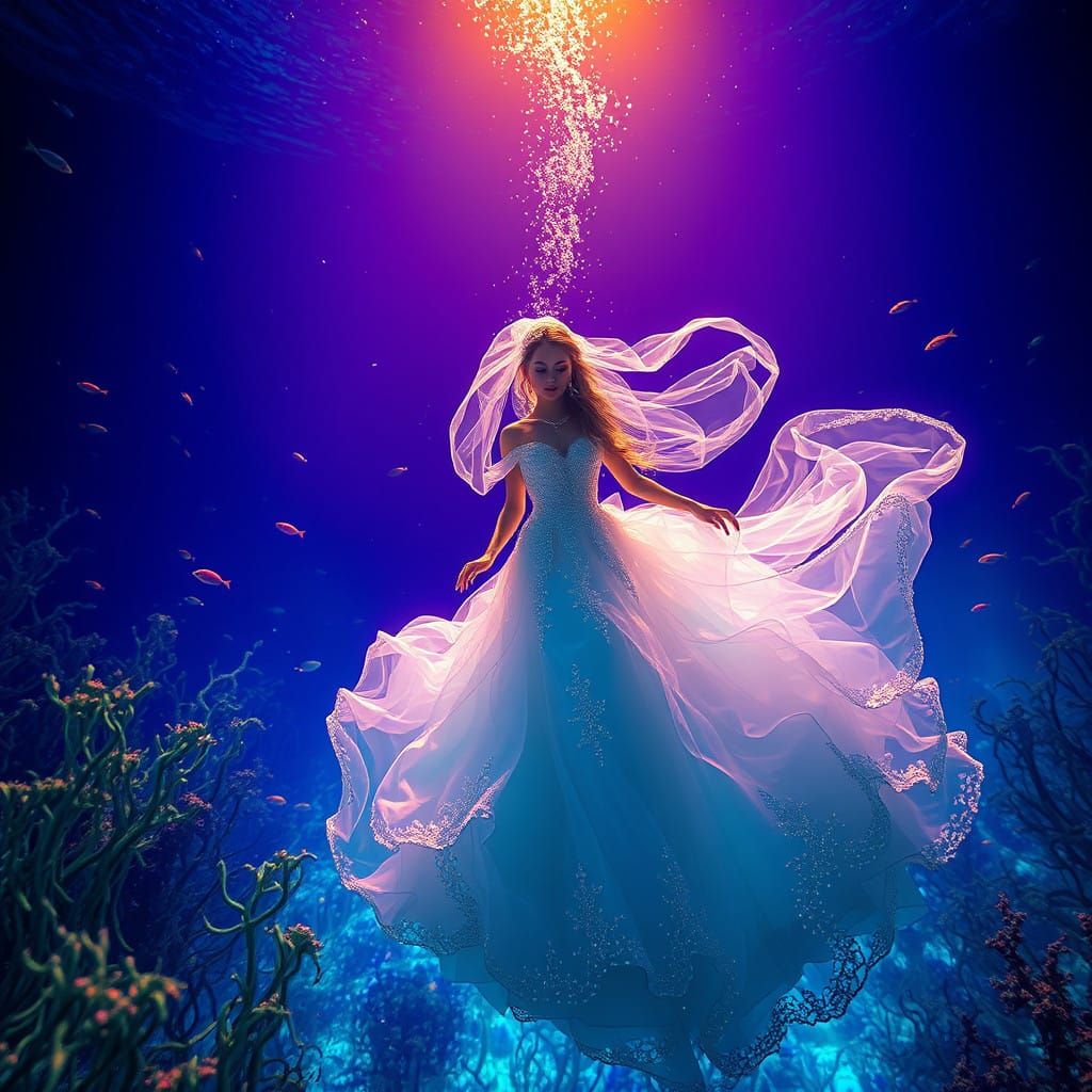 Ethereal Ocean Bride in Iridescent Hues