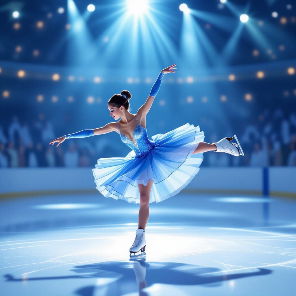 Graceful Figure Skater Performs Complex Spin in Digital Pain...