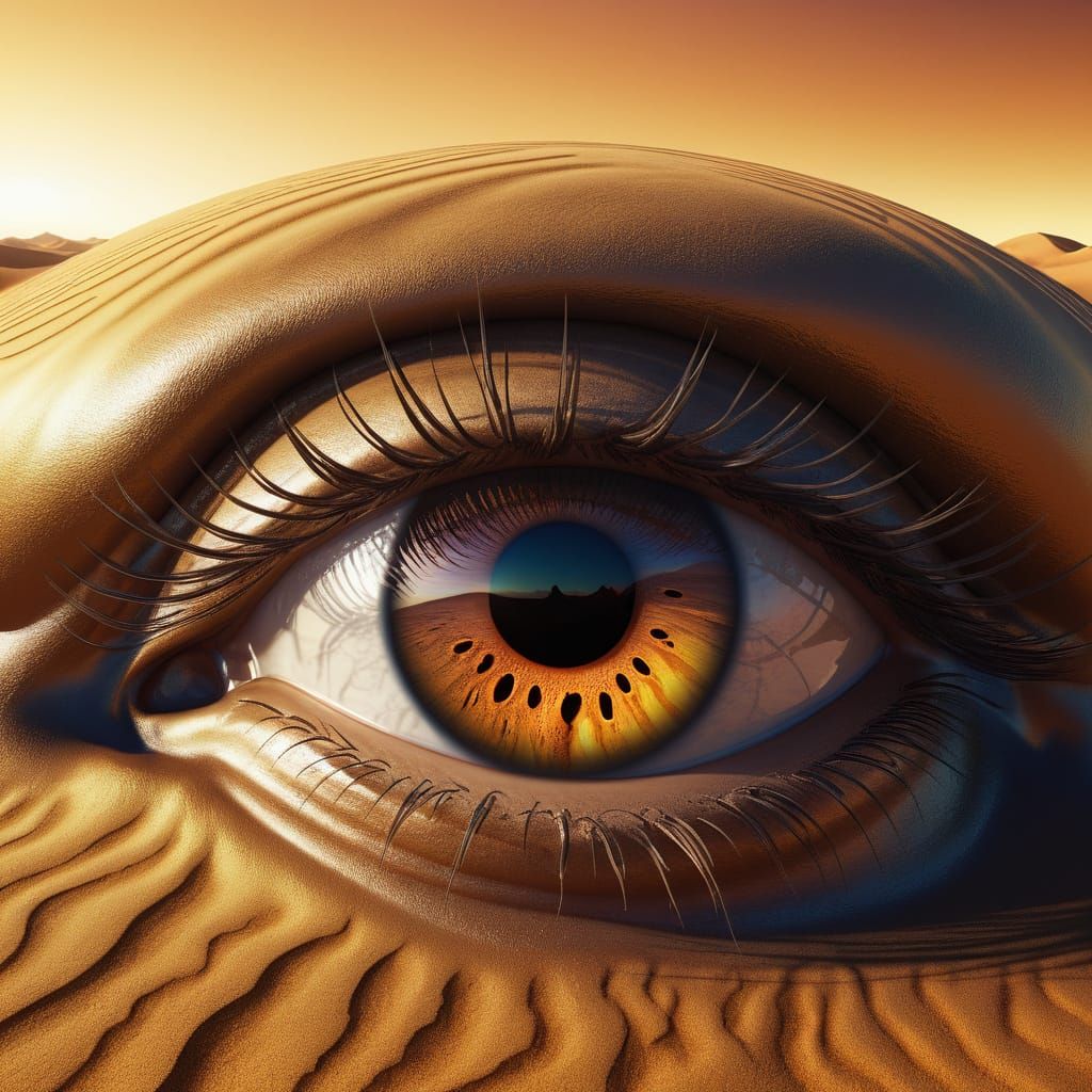 Surreal Eye Opens in Desert at Golden Hour