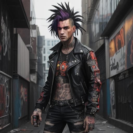 Punk Rock Gang in Gritty City Alleyway