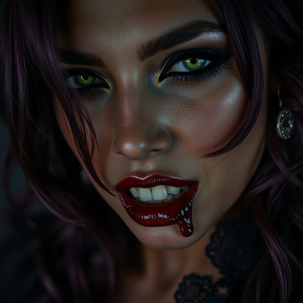 Goth Vampire Goddess in Intimate Close-Up