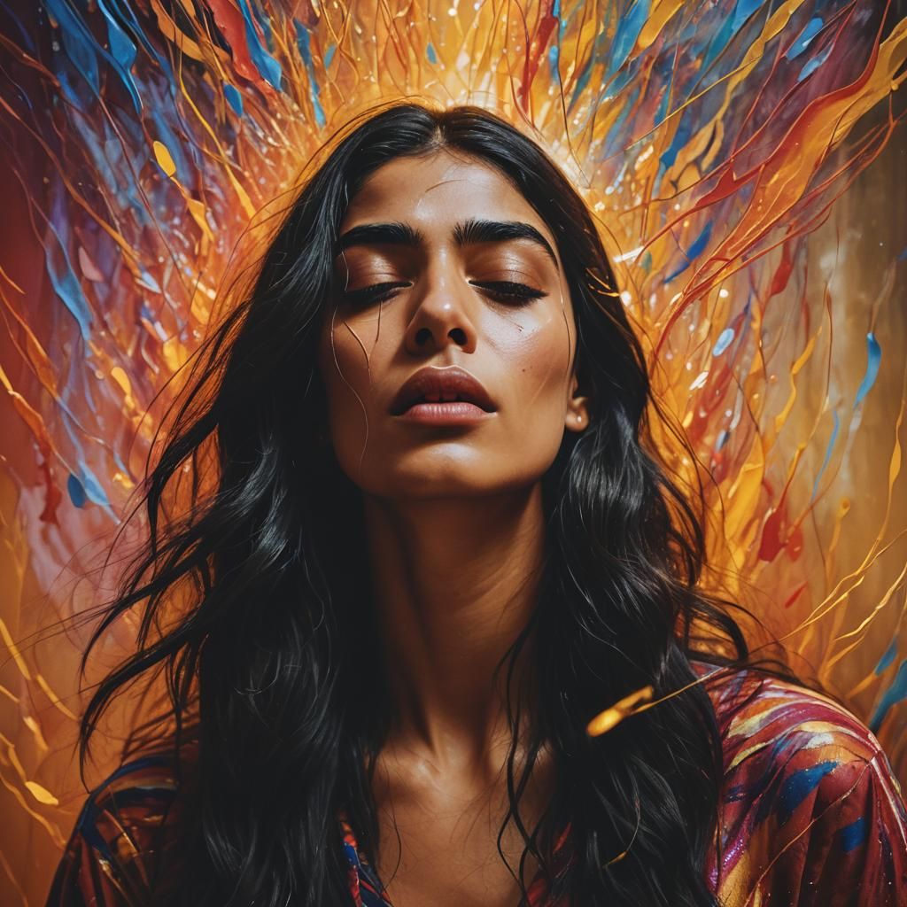 Vibrant Surrealist Portrait of a Singer