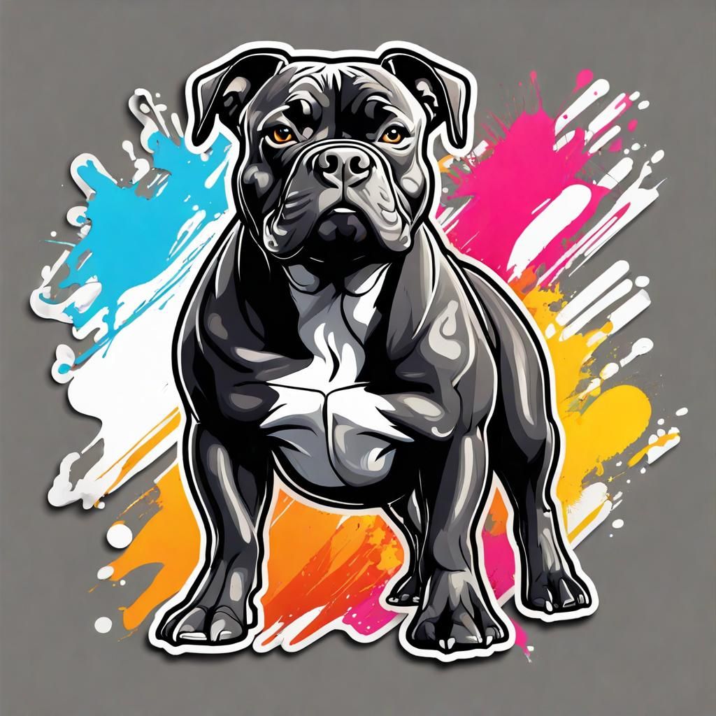 Bold Black American Bully in Graffiti Art Style
