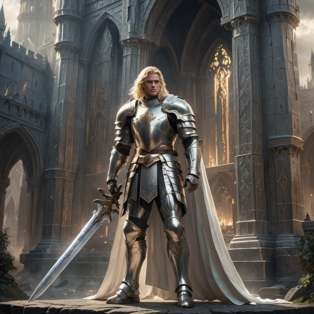Young Knight with Magic Sword: Digital Matte Painting