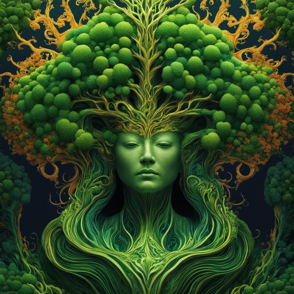 Mystical Tree Wizard in Spectral Greens