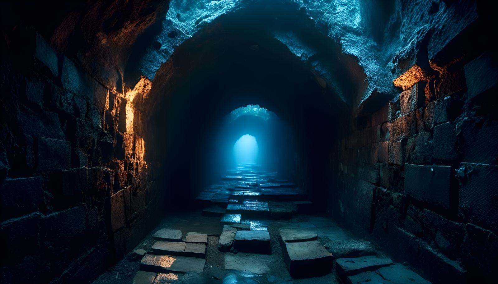 Medieval Dungeon Tunnel with Glowing Mist
