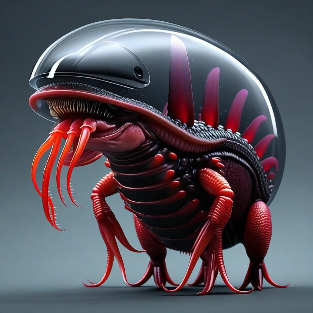 Surreal Hybrid Creature: Krill, Hippo, Xenomorph