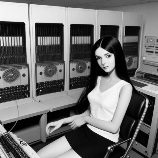 1960s mainframe computer sysop.
Black and white.