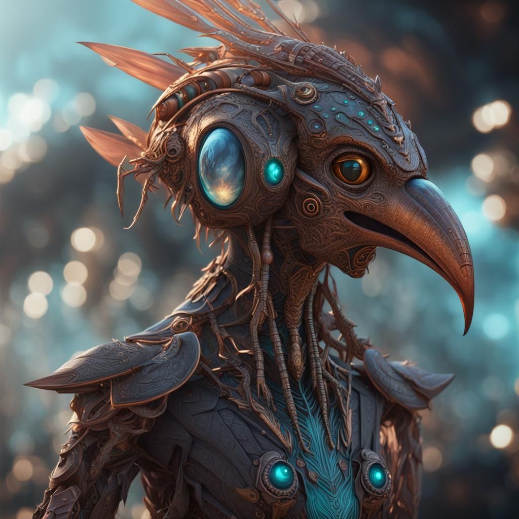 Sci-Fi Bird Alien in Detailed Matte Painting