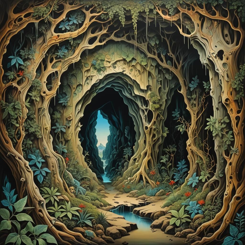 Surreal Cave Entrance in Salvador Dali Style