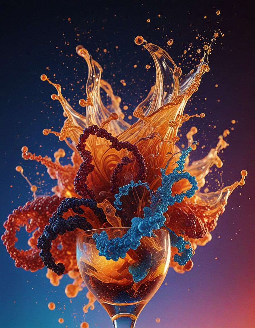 Vibrant Cocktail in Summer Sunset Lighting, Kinetic Pointill...