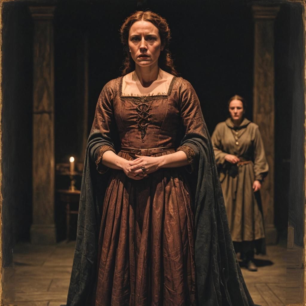 A Dramatic Portrait of Lady Macbeth in Theatrical Setting