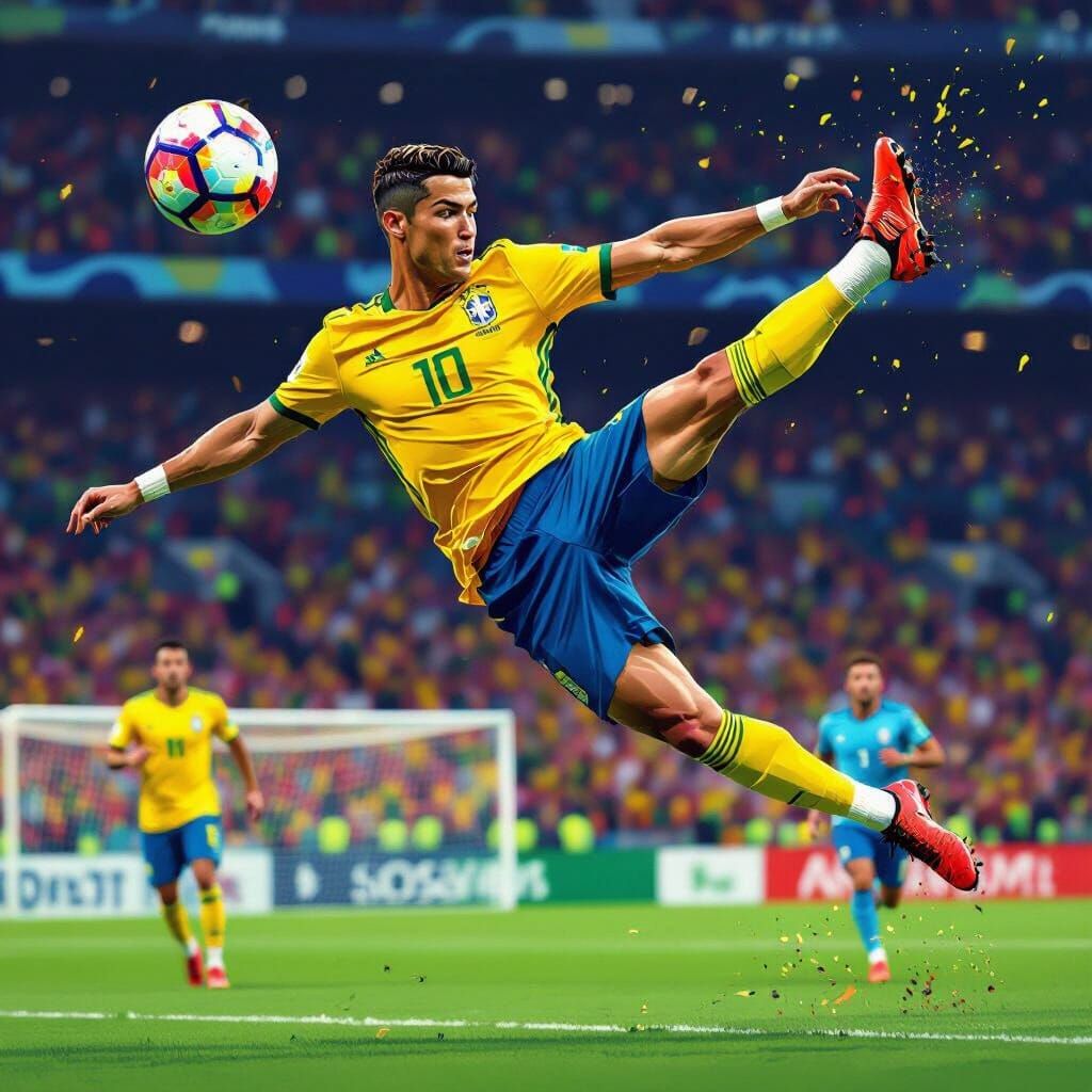 Cristiano Ronaldo Scores Bicycle Kick in Brazil Jersey
