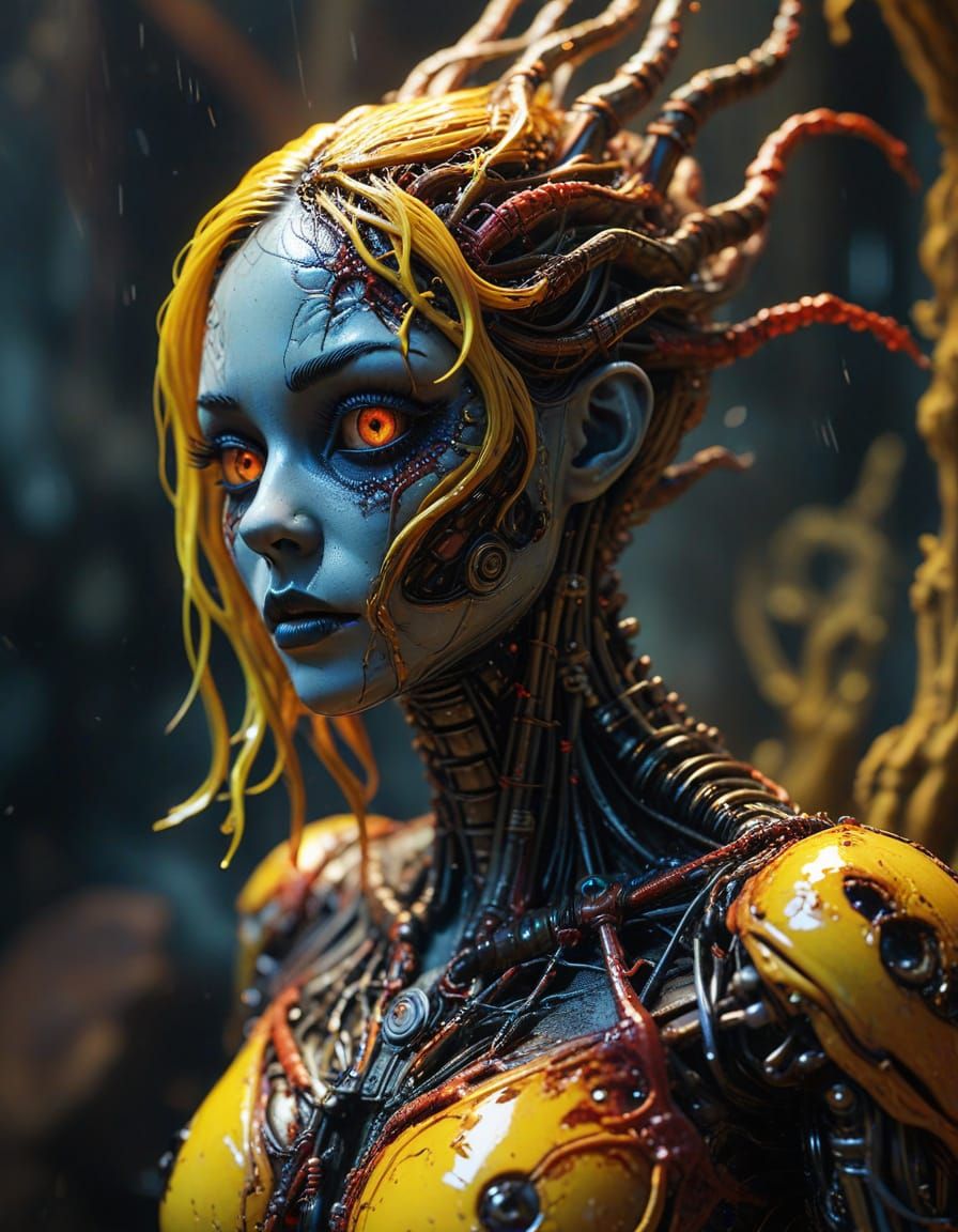 Creepy Doll Alien Insect in Splash Art Style