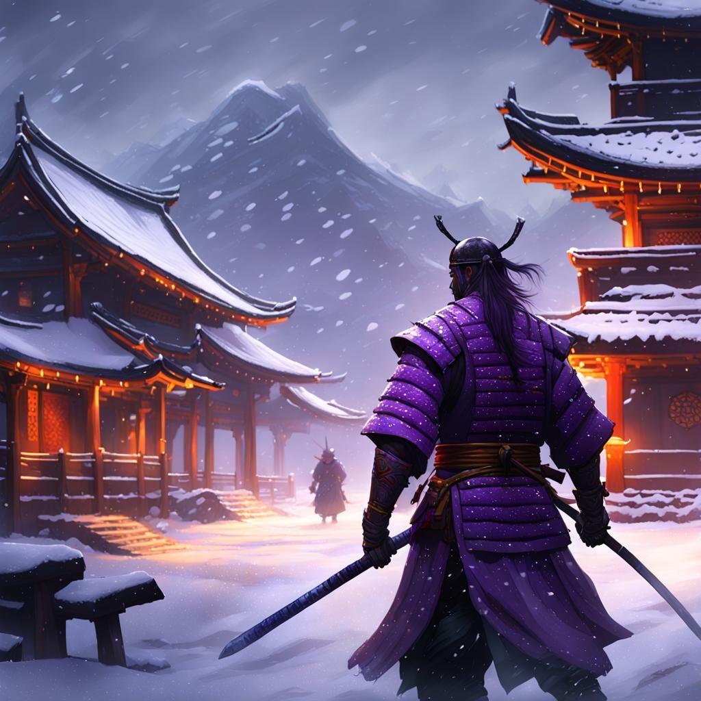 Samurai in Snow: Dark Fantasy Concept Art
