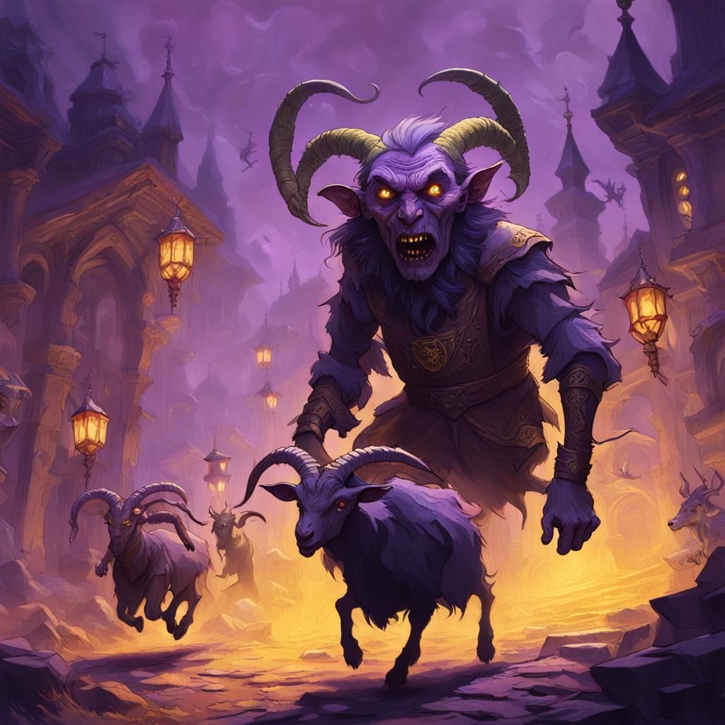 Nightmarish Goblin Chasing Children: Dark Fantasy Art