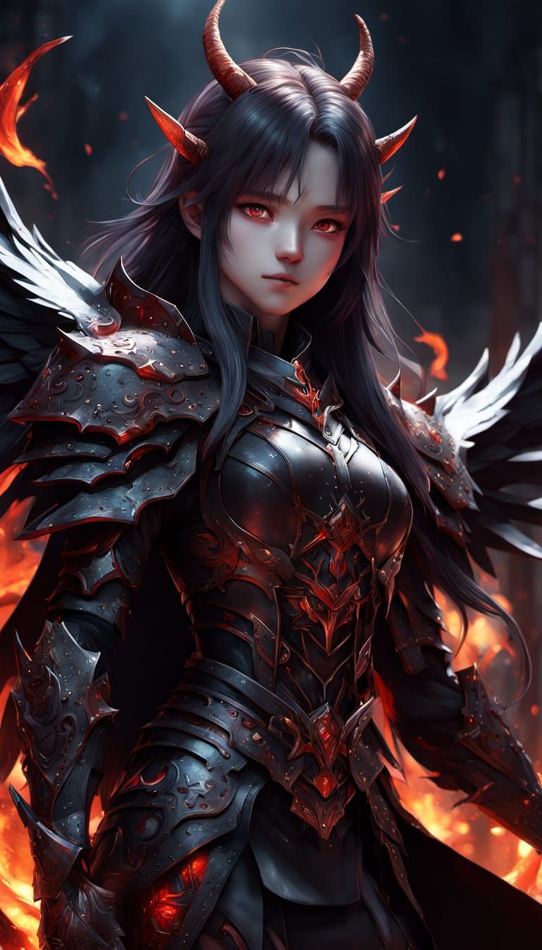Stunning Demon Queen with Cursed Blade in Anime Style