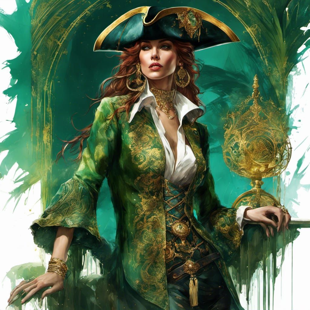 Opulent Pirate with Stolen Treasures, Digital Art