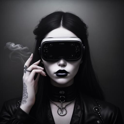 Gothic Model in VR: Grainy B&W Close-Up