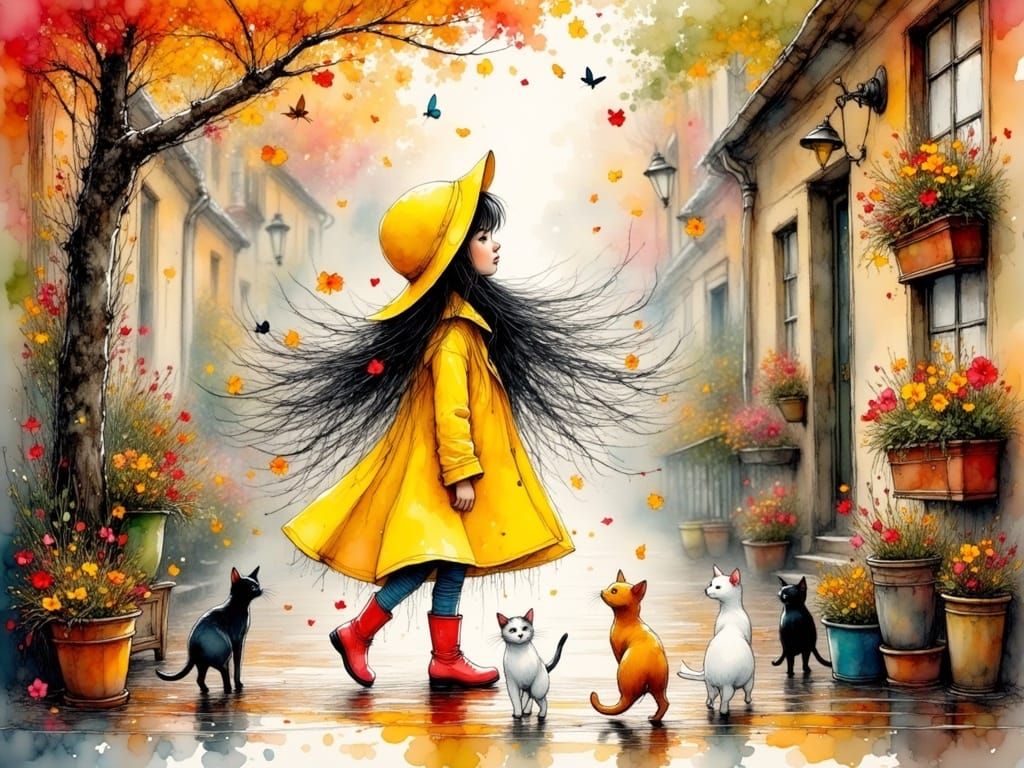 Dreamy Autumn Scene in Whimsical Style