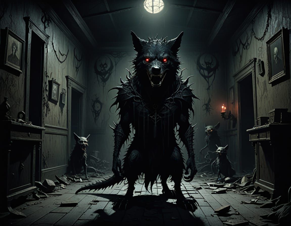 Dark Fantasy Creature in a Gothic Lair