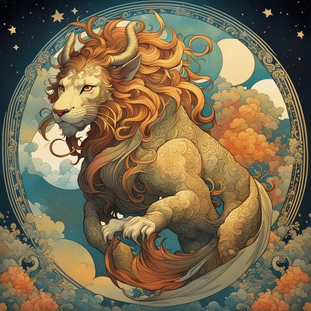 Mythical Chimera Beast in Ukiyo-e Style