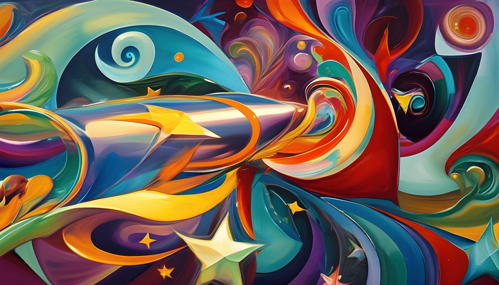 Cosmic Convergence in Vibrant Oil Painting Style