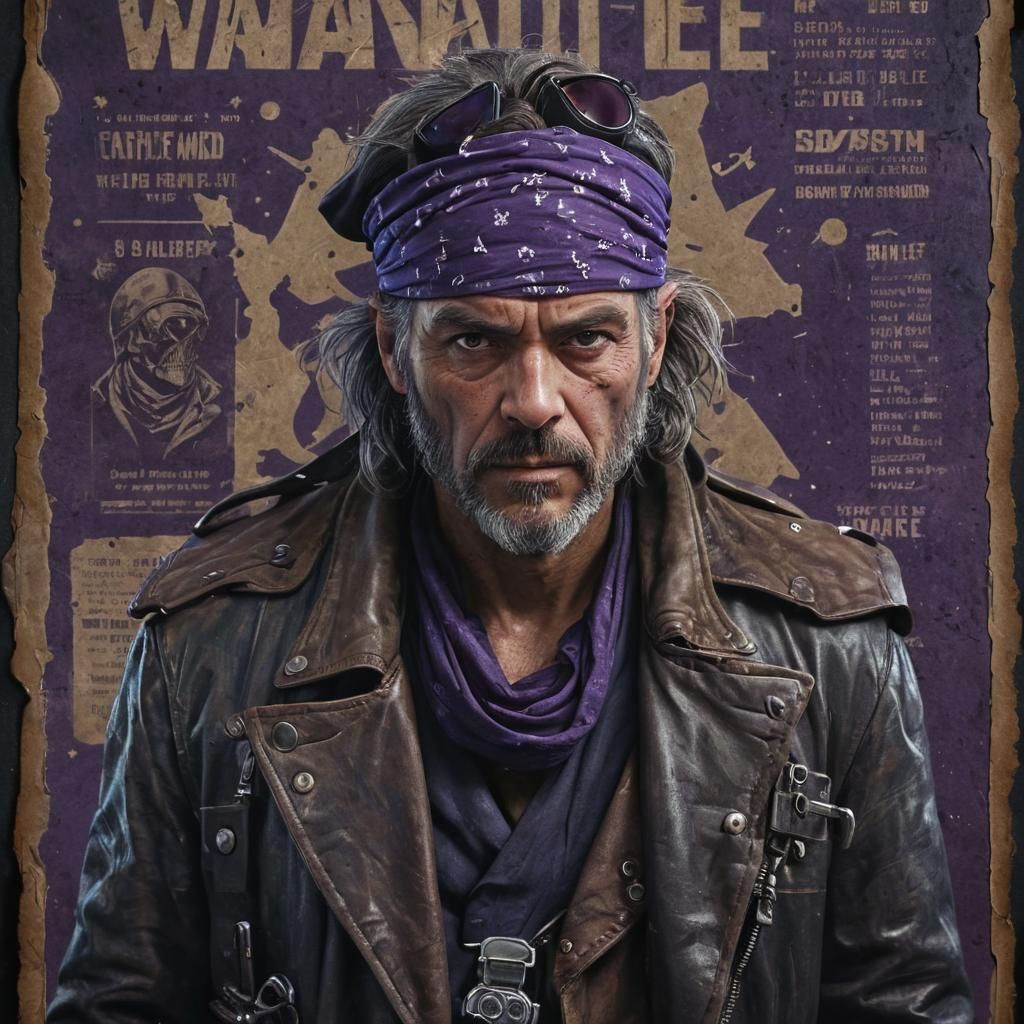 Space Pirate Wanted Poster in Cyberpunk Style