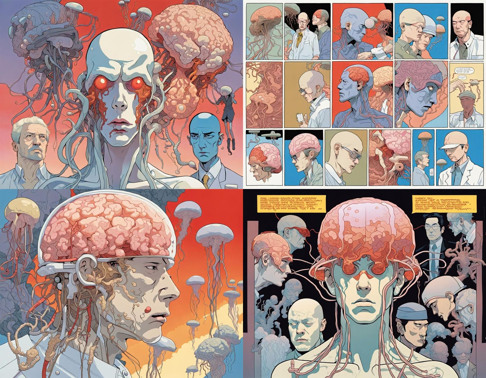 Disturbing Surrealist Horror Scene in Vector Art Style