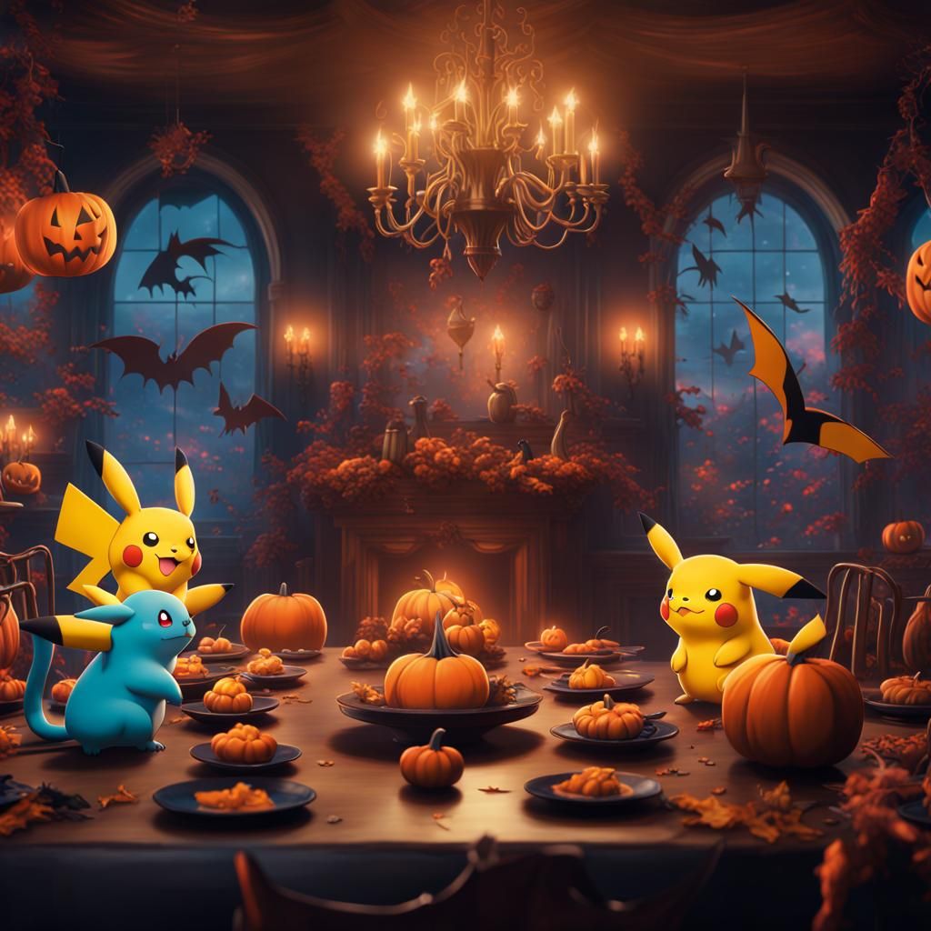 Pokemon Halloween Party: Epic Digital Matte Painting