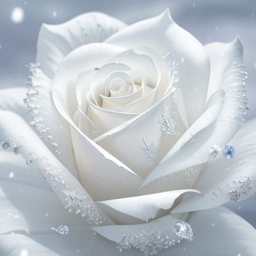 Frozen Rose in Snowy Macro Detail