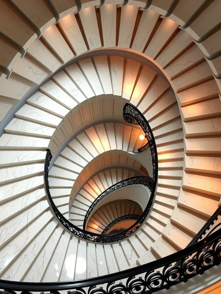 Spiral Staircase Piano Keyboard in Photorealistic Style