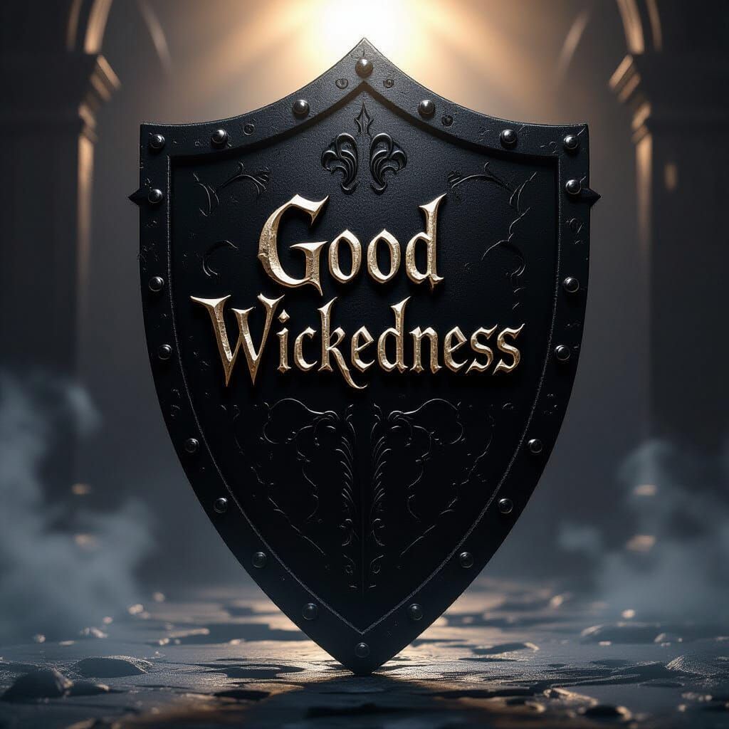 Gothic Black Shield Embossed Good Wickedness