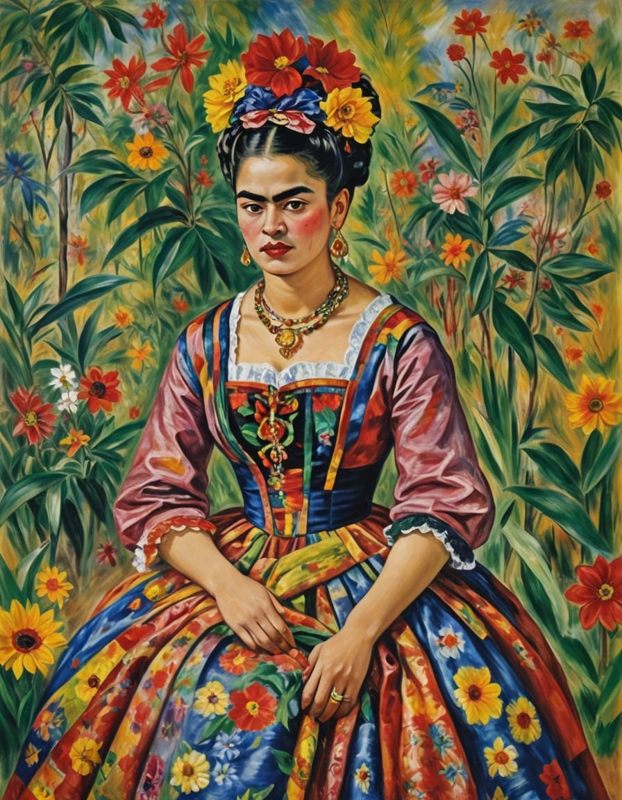 Kahlo as Colorful Temptress in Renoir Style