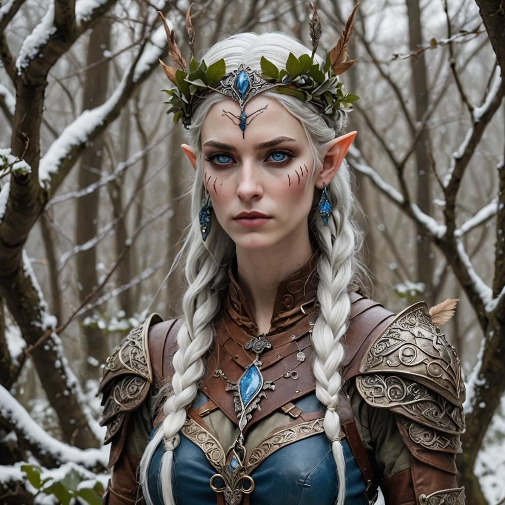 Wood Elf Woman in Anime Watercolor Style