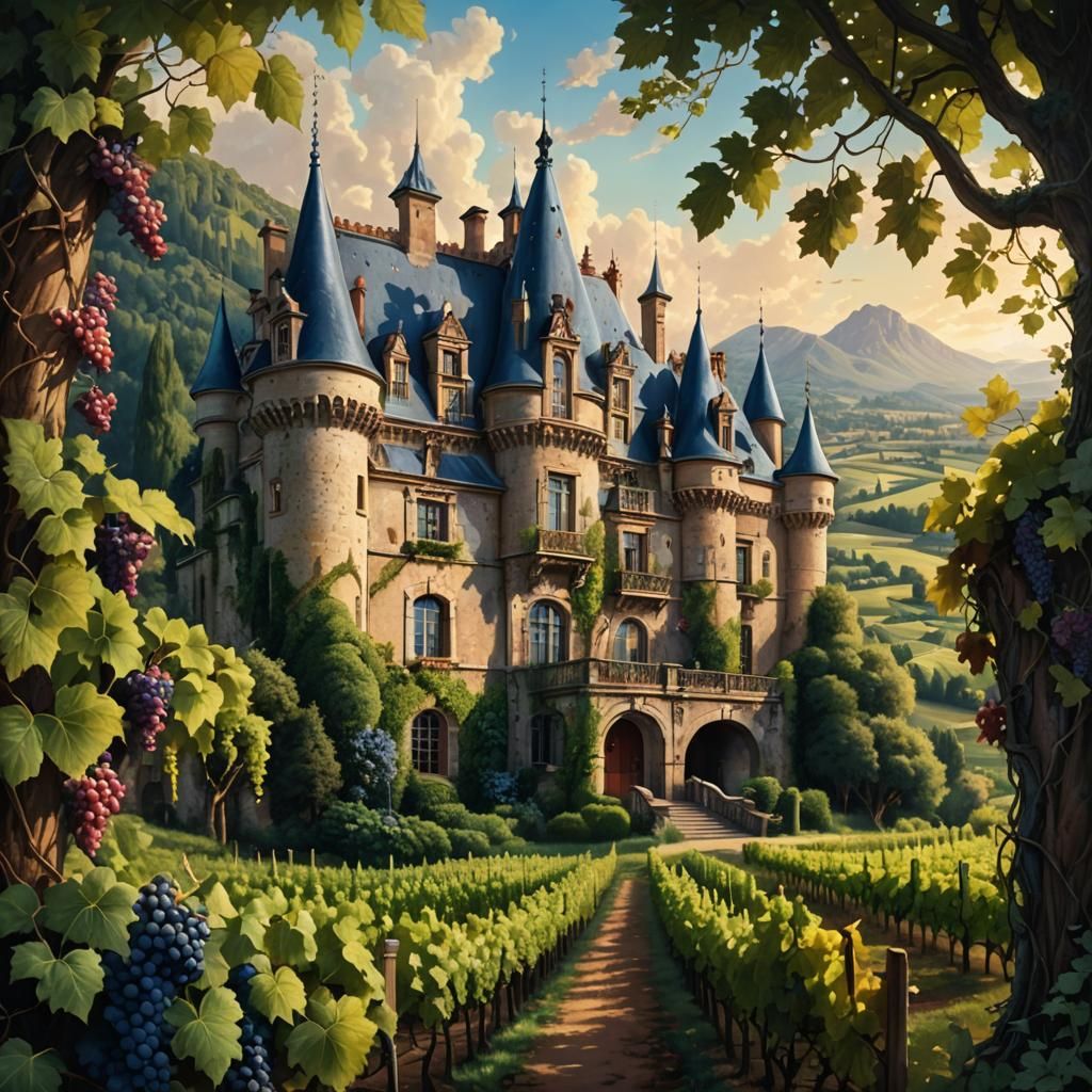 Magical Realism Chateau with Vineyard