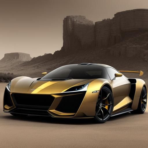 Futuristic Sepia Sports Car Digital Illustration