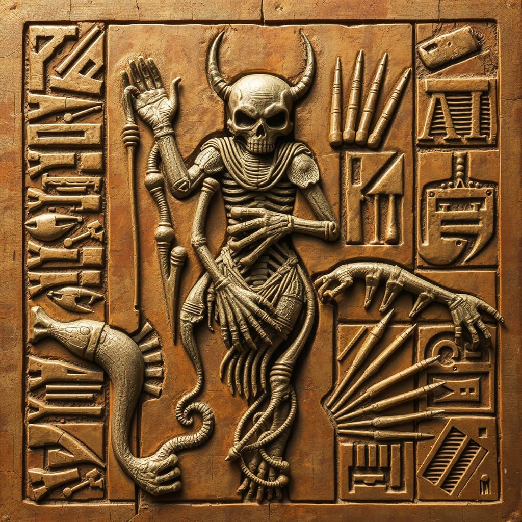 Deadly Hieroglyphs Engraved in Flesh, Giger Style