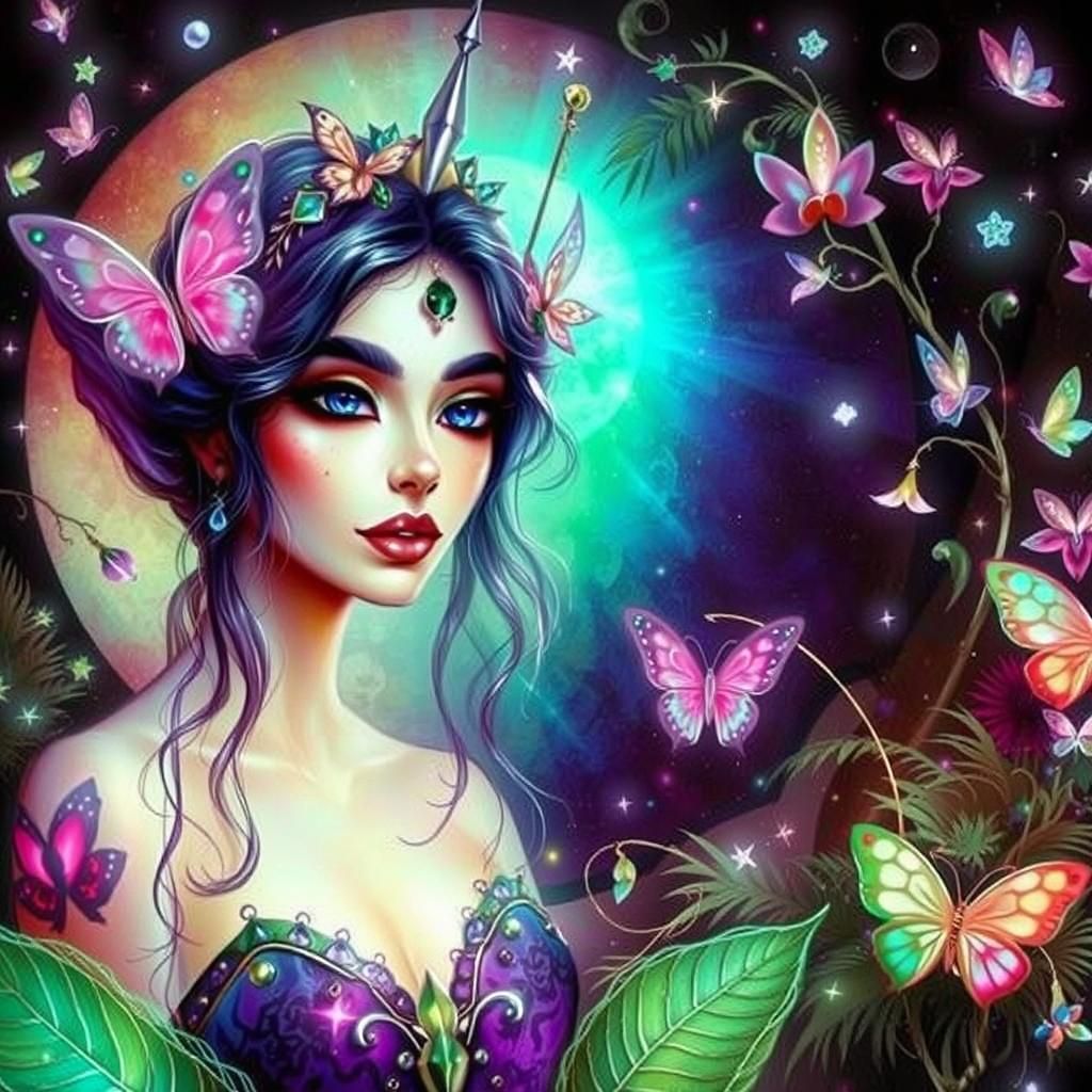 Surreal Moonlit Floral Dreamscape