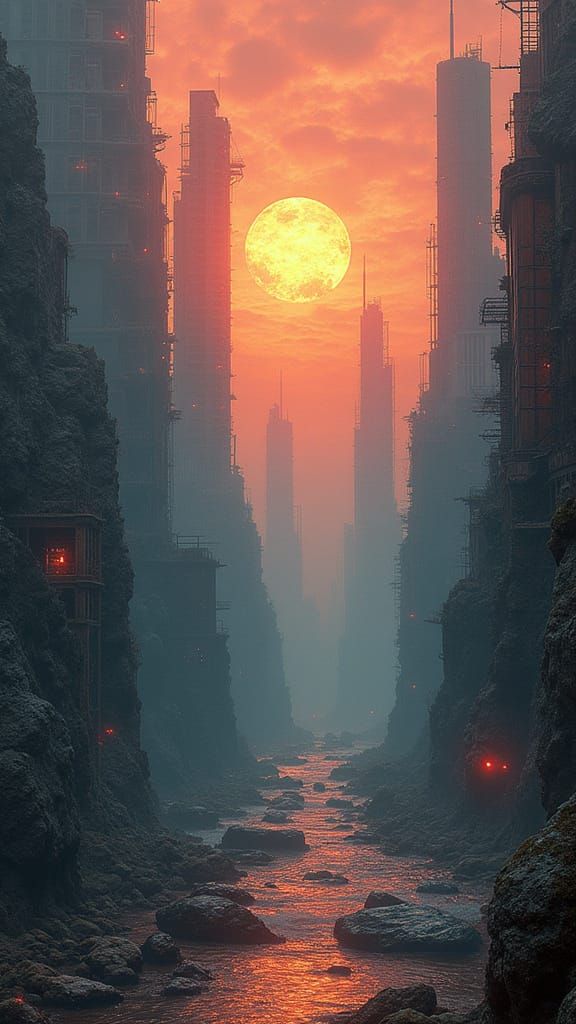 Surreal City on Edge of Reality, Digital Art