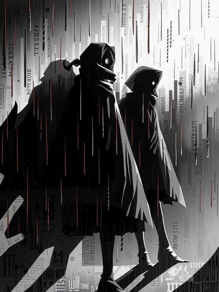 Dark Gothic Silhouettes of Strangers in the Rain