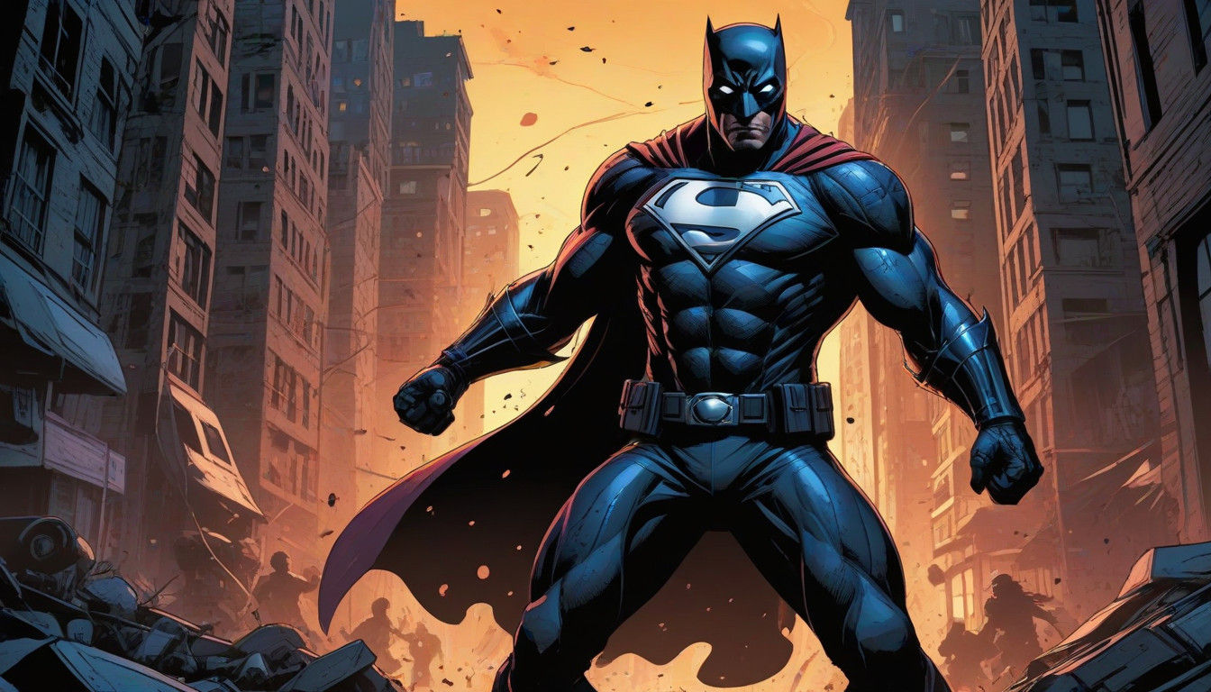 Dramatic Urban Superhero Action in Comic Book Style