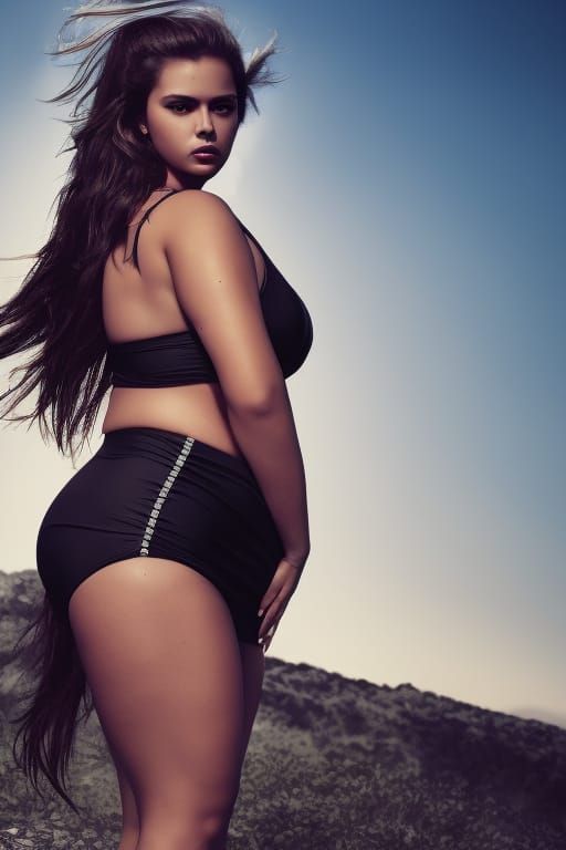 Curvy Woman in Bikini with Cinematic Lighting